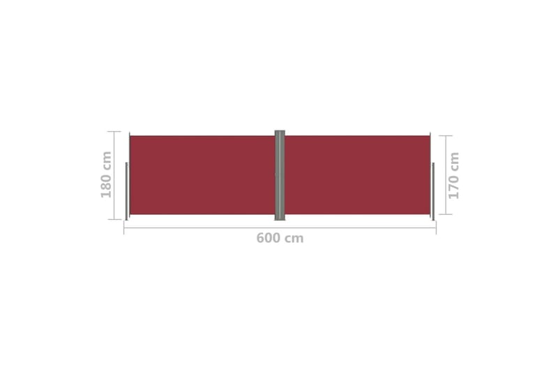 Infällbar sidomarkis 180x600 cm röd - Röd - Sidomarkis - Markiser