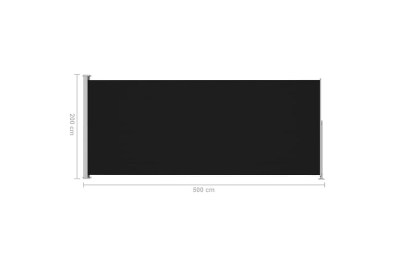 Infällbar sidomarkis 200x500 cm svart - Svart - Sidomarkis - Markiser