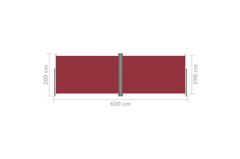 Infällbar sidomarkis 200x600 cm röd - Röd - Sidomarkis - Markiser