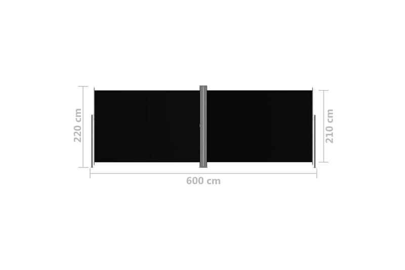 Infällbar sidomarkis 220x600 cm svart - Svart - Sidomarkis - Markiser