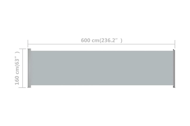 Infällbar sidomarkis 600x160 cm grå - Grå - Sidomarkis - Markiser