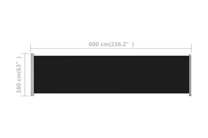 Infällbar sidomarkis 600x160 cm svart - Svart - Sidomarkis - Markiser