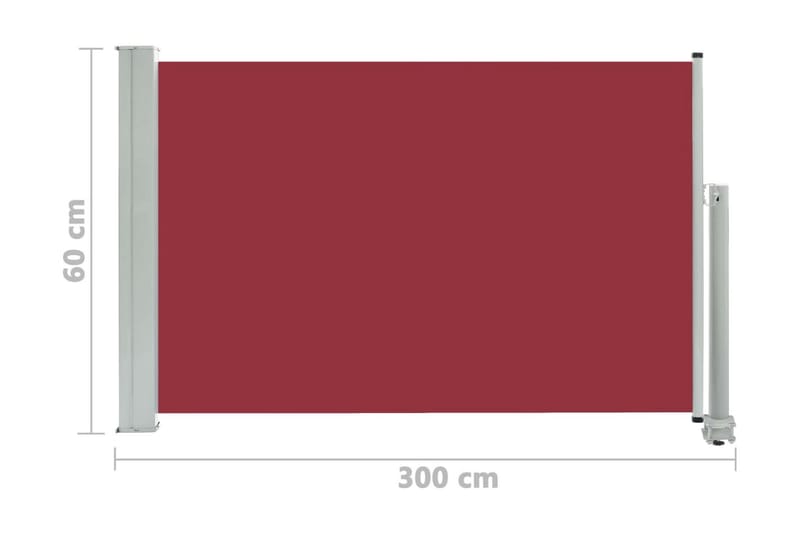 Infällbar sidomarkis 60x300 cm röd - Röd - Sidomarkis - Markiser