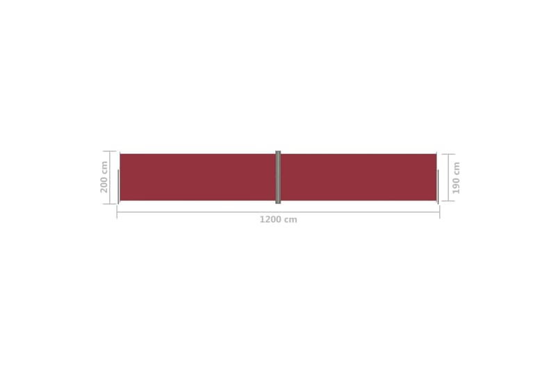 Infällbar sidomarkis röd 200x1200 cm - Röd - Sidomarkis - Markiser