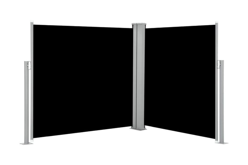 Infällbar sidomarkis dubbel 170x600 cm svart - Markiser - Sidomarkis