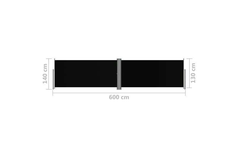 Infällbar sidomarkis svart 140x600 cm - Svart - Sidomarkis - Markiser