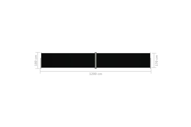 Infällbar sidomarkis svart 180x1200 cm - Svart - Sidomarkis - Markiser