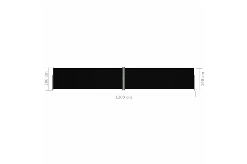 Infällbar sidomarkis svart 200x1200 cm - Svart - Sidomarkis - Markiser