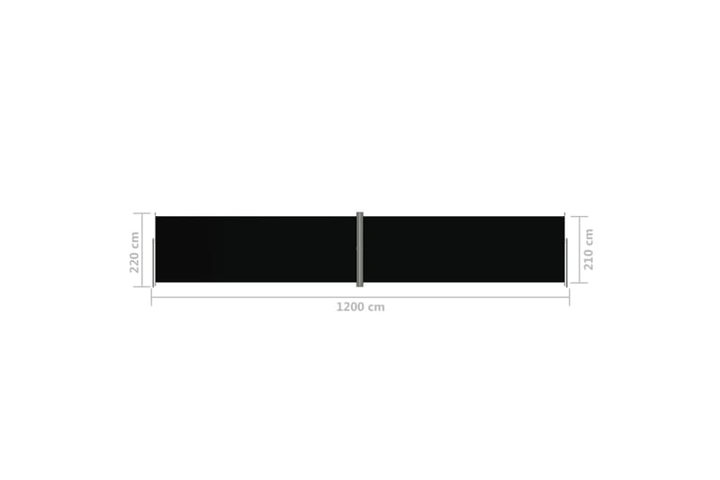 Infällbar sidomarkis svart 220x1200 cm - Svart - Sidomarkis - Markiser