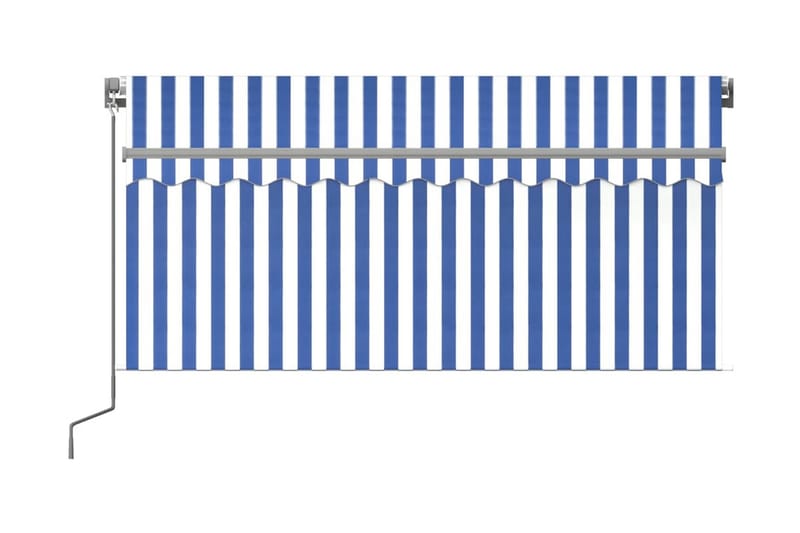 Manuell markis med rullgardin 3x2,5 m blå och vit - Blå - Markiser - Fönstermarkis