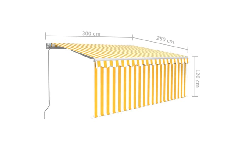 Manuell markis med rullgardin 3x2,5 m gul och vit - Gul - Markiser - Fönstermarkis