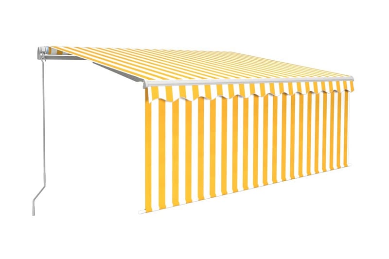 Manuell markis med rullgardin 3x2,5 m gul och vit - Gul - Markiser - Fönstermarkis