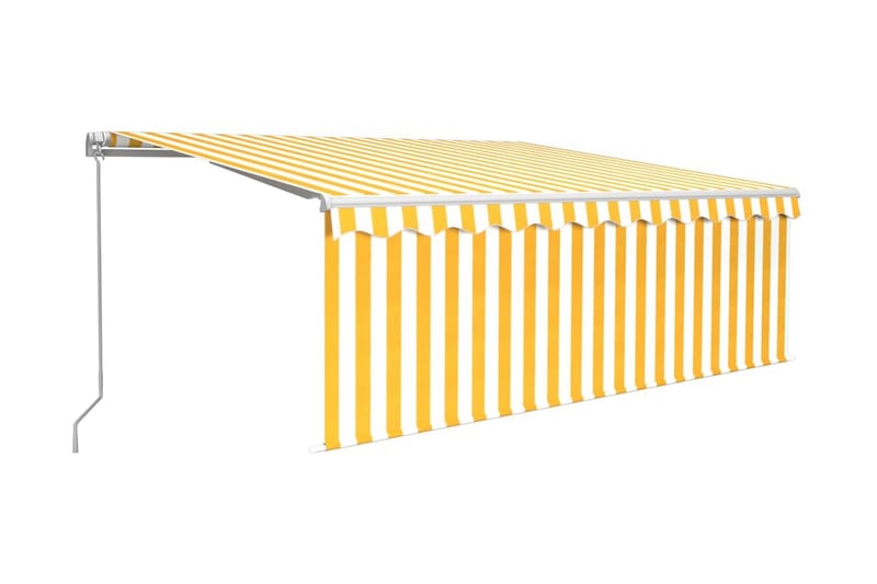 Manuell markis med rullgardin 4,5x3m gul och vit - Gul - Markiser - Fönstermarkis