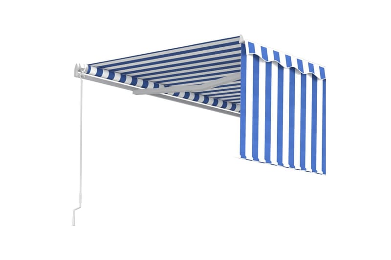 Manuell markis med rullgardin 4x3 m blå och vit - Blå - Markiser - Fönstermarkis