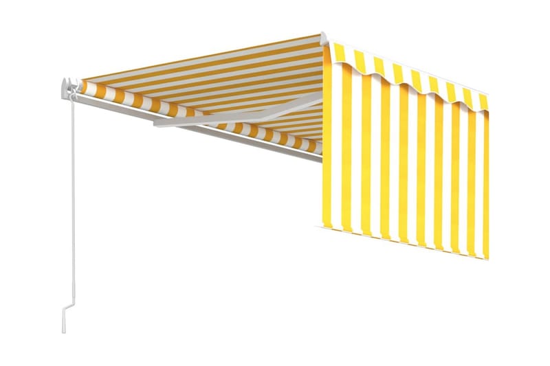 Manuell markis med rullgardin 4x3 m gul och vit - Gul - Markiser - Fönstermarkis