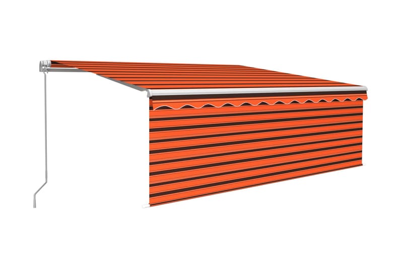 Manuell markis med rullgardin 4x3 m orange/brun - Orange - Markiser - Fönstermarkis
