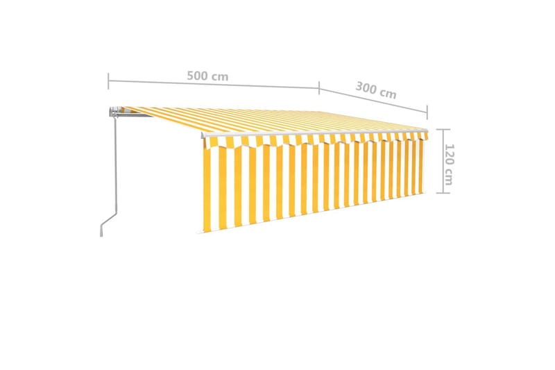 Manuell markis med rullgardin 5x3 m gul/vit - Gul - Markiser - Fönstermarkis