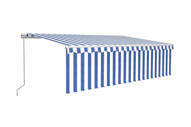 Manuell markis med rullgardin 5x3m blå och vit - Blå - Markiser - Fönstermarkis