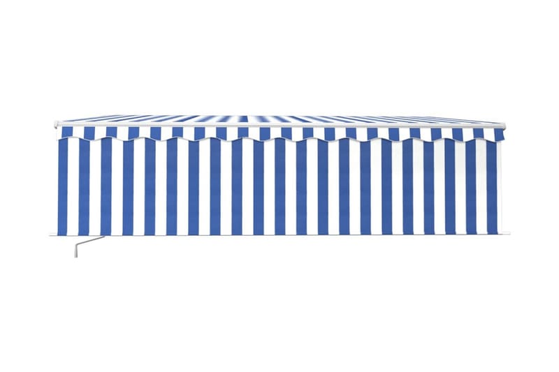 Manuell markis med rullgardin 5x3m blå och vit - Blå - Markiser - Fönstermarkis