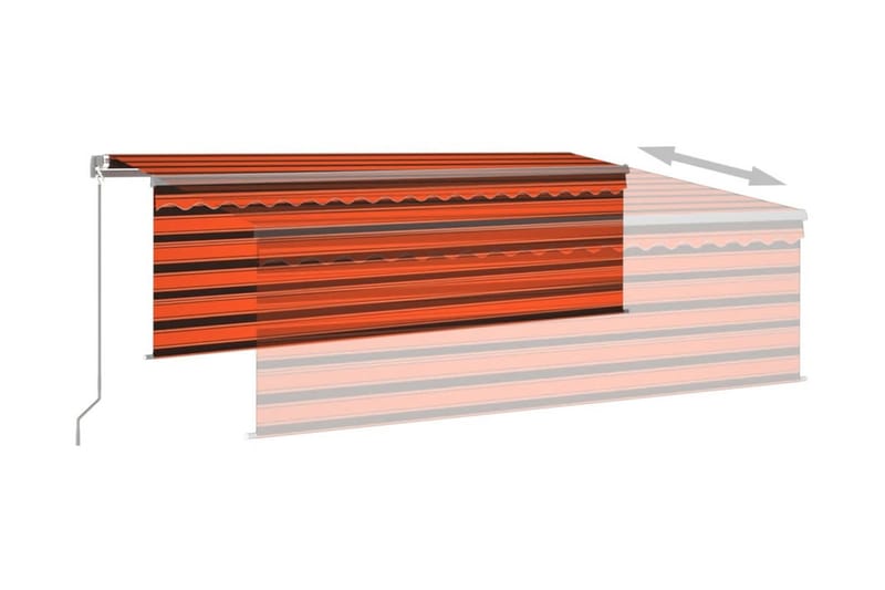 Manuell markis med rullgardin LED 4x3 m orange/brun - Orange - Markiser - Fönstermarkis