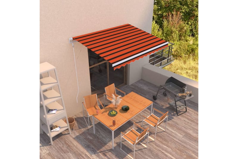 Markis automatiskt infällbar 300x250 cm orange och brun - Orange - Markiser - Terrassmarkis