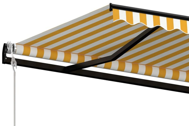 Markis automatiskt infällbar 450x300 cm gul och vit - Gul - Markiser - Terrassmarkis