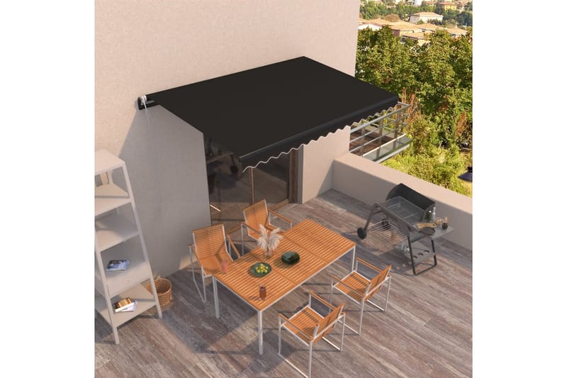 Markis automatiskt infällbar 450x350 cm antracit - Grå - Markiser - Terrassmarkis