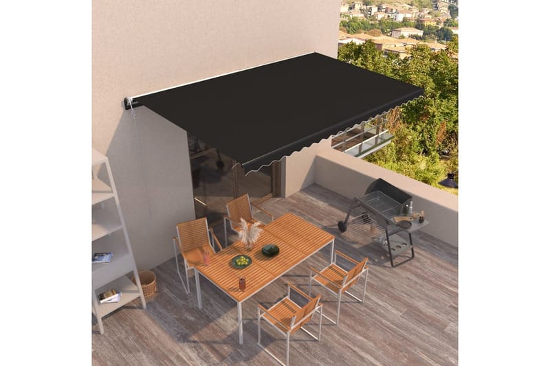 Markis automatiskt infällbar 500x350 cm antracit - Grå - Markiser - Terrassmarkis