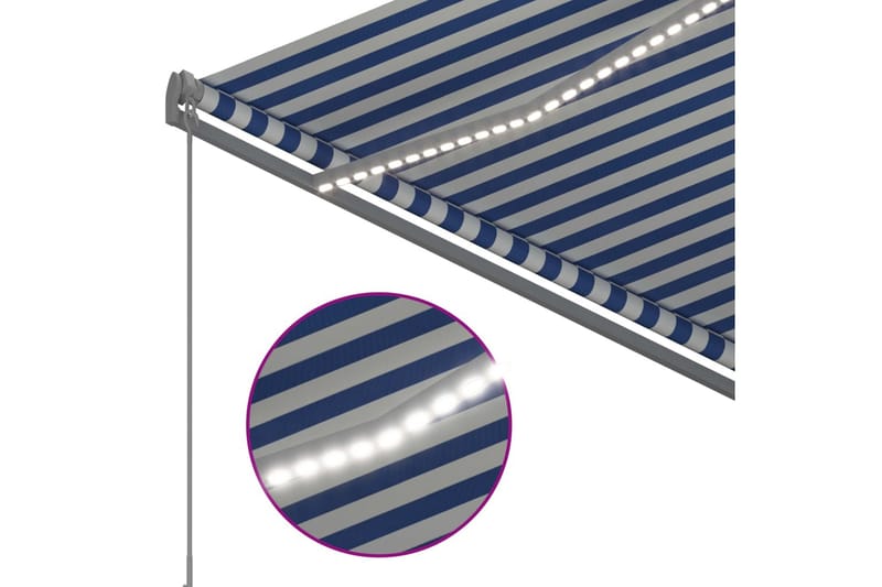 Markis manuellt infällbar med LED 3,5x2,5 m blå och vit - Blå - Markiser - Fönstermarkis