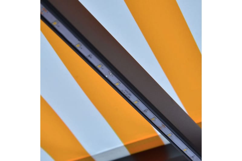 Markis manuellt infällbar med LED 300x250 cm gul och vit - Gul - Markiser - Terrassmarkis