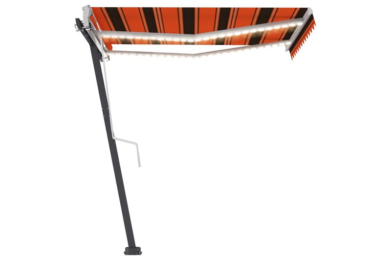 Markis manuellt infällbar med LED 350x250 cm orange och brun - Orange - Markiser - Fönstermarkis