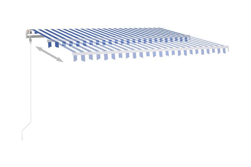 Markis manuellt infällbar med LED 4,5x3,5 m blå och vit - Blå - Markiser - Terrassmarkis