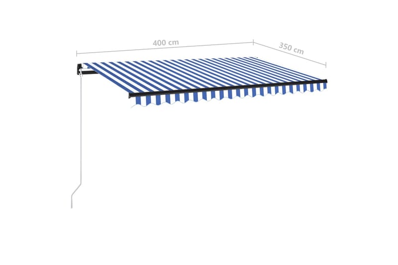 Markis manuellt infällbar med LED 400x350 cm blå och vit - Blå - Markiser - Terrassmarkis