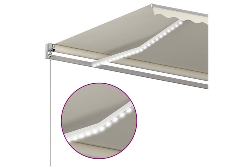 Markis manuellt infällbar med LED 400x350 cm gräddvit - Vit - Markiser - Terrassmarkis