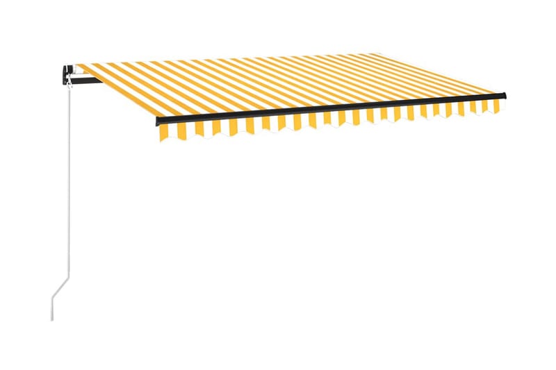 Markis manuellt infällbar med LED 400x350 cm gul och vit - Gul - Markiser - Terrassmarkis