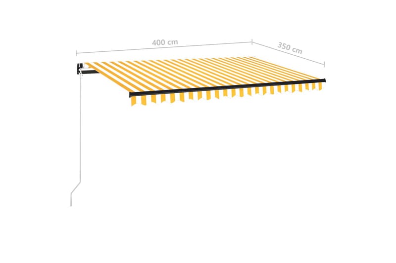 Markis manuellt infällbar med LED 400x350 cm gul och vit - Gul - Markiser - Terrassmarkis