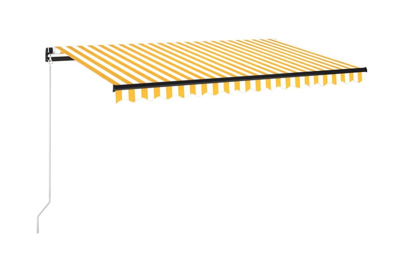 Markis manuellt infällbar med LED 450x300 cm gul och vit - Gul - Markiser - Terrassmarkis