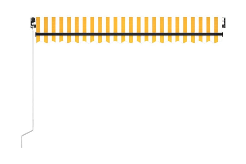 Markis manuellt infällbar med LED 450x300 cm gul och vit - Gul - Markiser - Terrassmarkis