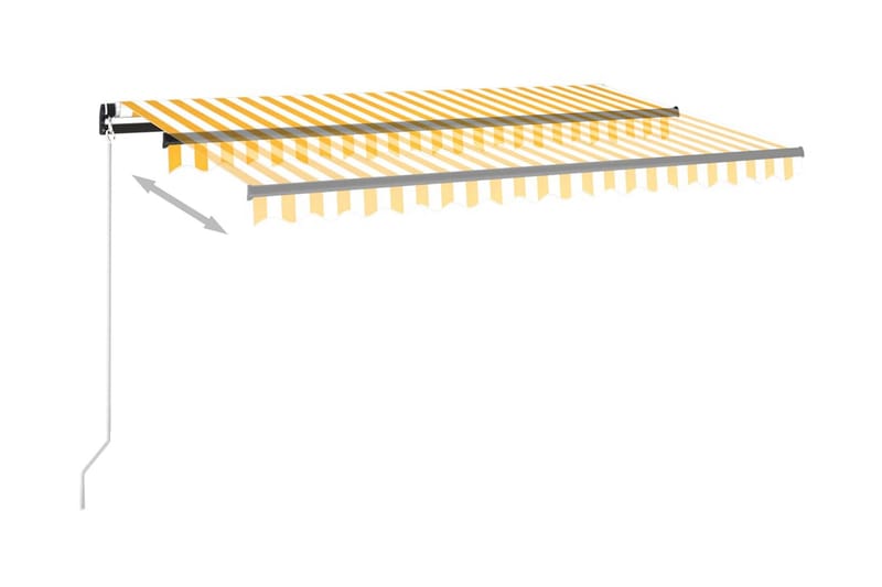 Markis manuellt infällbar med LED 450x300 cm gul och vit - Gul - Markiser - Terrassmarkis