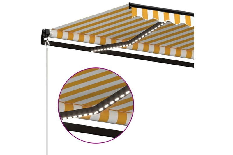 Markis manuellt infällbar med LED 450x300 cm gul och vit - Gul - Markiser - Terrassmarkis