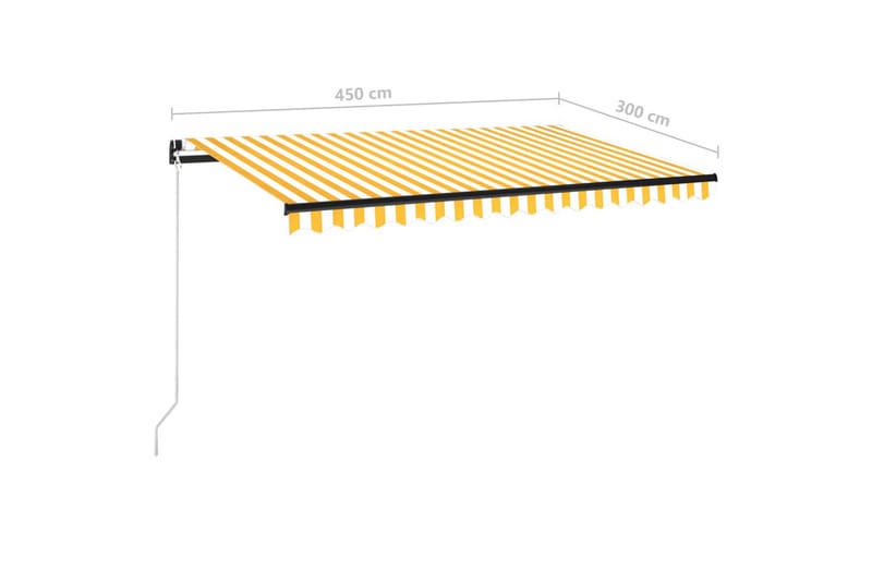 Markis manuellt infällbar med LED 450x300 cm gul och vit - Gul - Markiser - Terrassmarkis