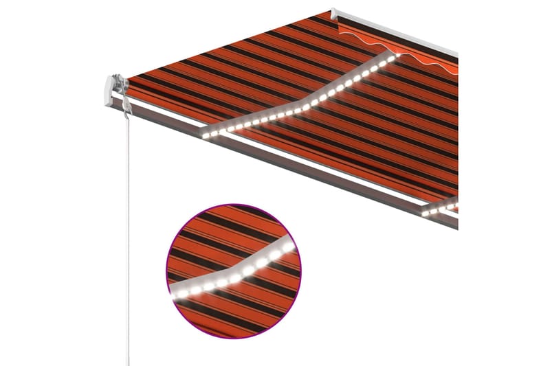Markis med LED manuellt infällbar 3,5x2,5 m orange och brun - Orange - Markiser - Terrassmarkis