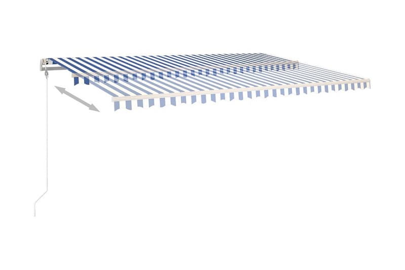 Markis med LED manuellt infällbar 500x350 cm blå och vit - Blå - Markiser - Terrassmarkis
