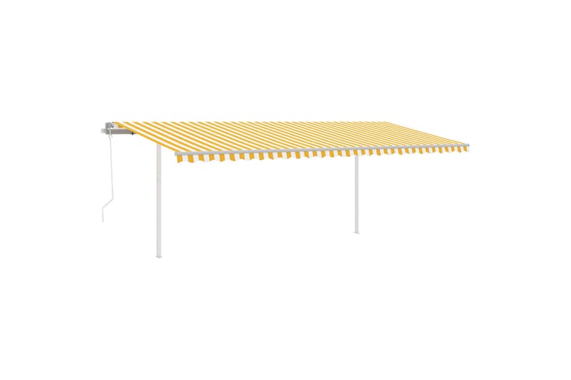 Markis med stolpar automatisk 6x3,5 m gul och vit - Gul - Markiser - Terrassmarkis