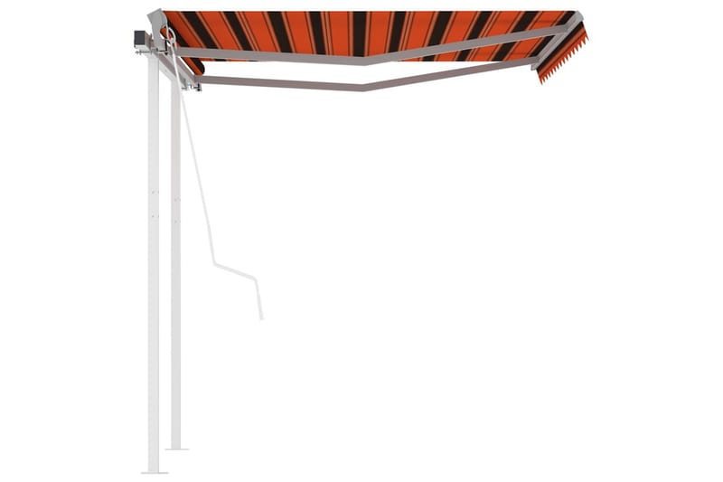 Markis med stolpar automatisk infällbar 3x2,5 m orange och b - Orange - Markiser - Terrassmarkis