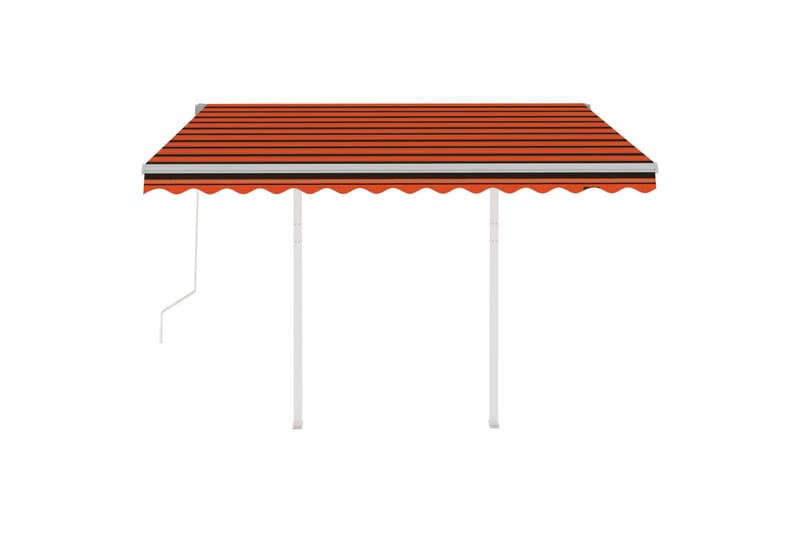 Markis med stolpar automatisk infällbar 3x2,5 m orange och b - Orange - Markiser - Terrassmarkis