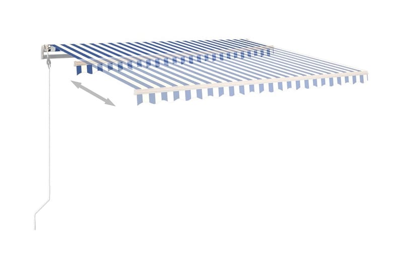 Markis med stolpar automatisk infällbar 4x3,5 m blå och vit - Blå - Markiser - Terrassmarkis