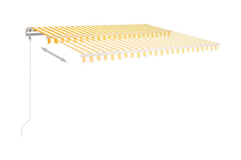Markis med stolpar automatisk infällbar 4x3,5 m gul och vit - Gul - Markiser - Terrassmarkis