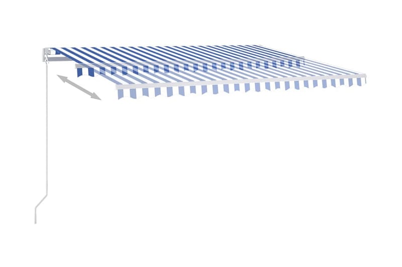 Markis med stolpar automatisk infällbar 4x3 m blå och vit - Blå - Markiser - Terrassmarkis