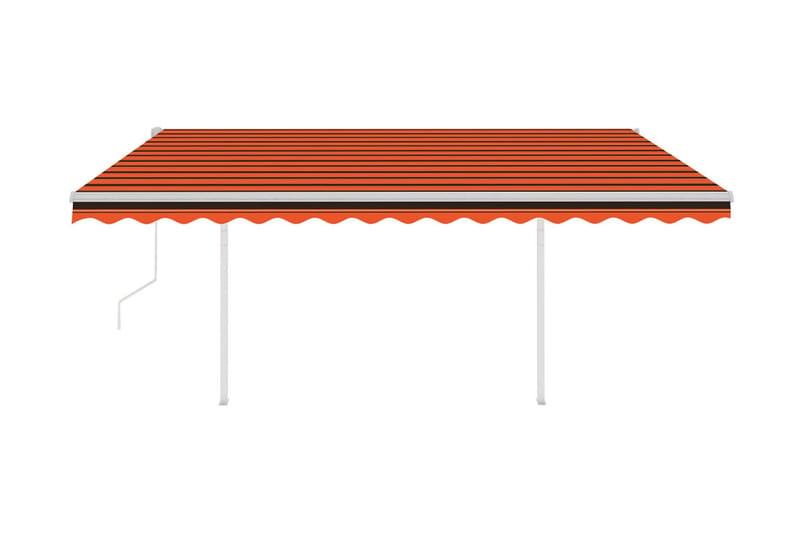 Markis med stolpar automatisk infällbar 4x3 m orange och bru - Orange - Markiser - Terrassmarkis